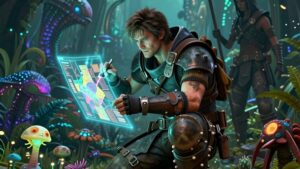 Воин в самодельной броне изучает карту, планируя хардкорный старт в MMORPG по гайду выживанию 2026